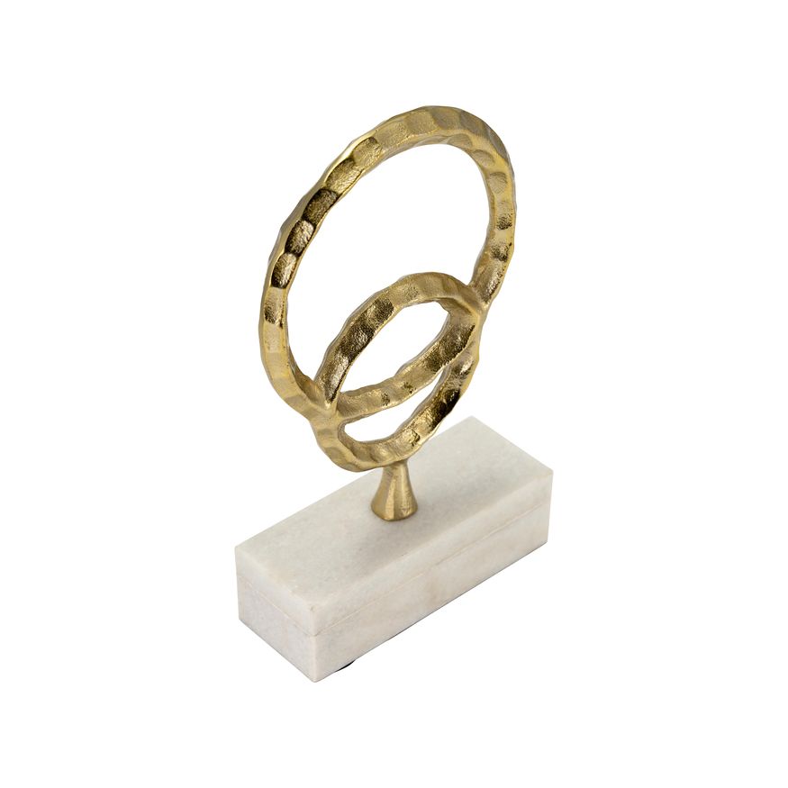 Sagebrook 12" Metal/Marble Double Ring Accent - Gold