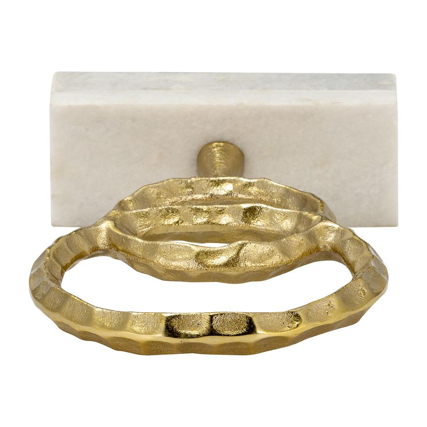 Sagebrook 12" Metal/Marble Double Ring Accent - Gold