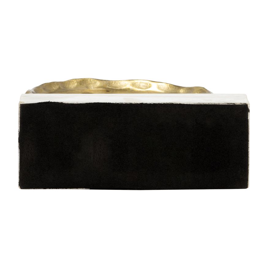 Sagebrook 12" Metal/Marble Double Ring Accent - Gold