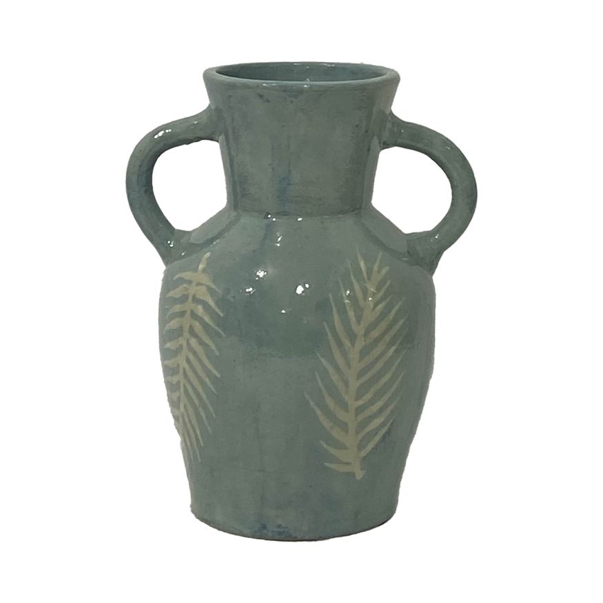 Sagebrook 23" Terracotta Leaf Eared Vase