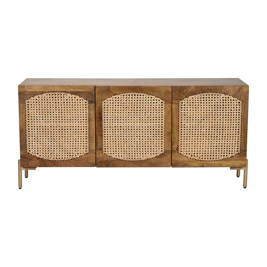 Sagebrook Wood 3-Door Cane Sideboard