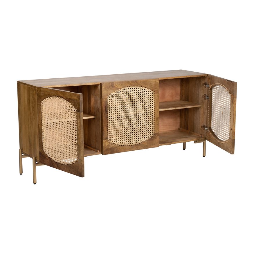 Sagebrook Wood 3-Door Cane Sideboard