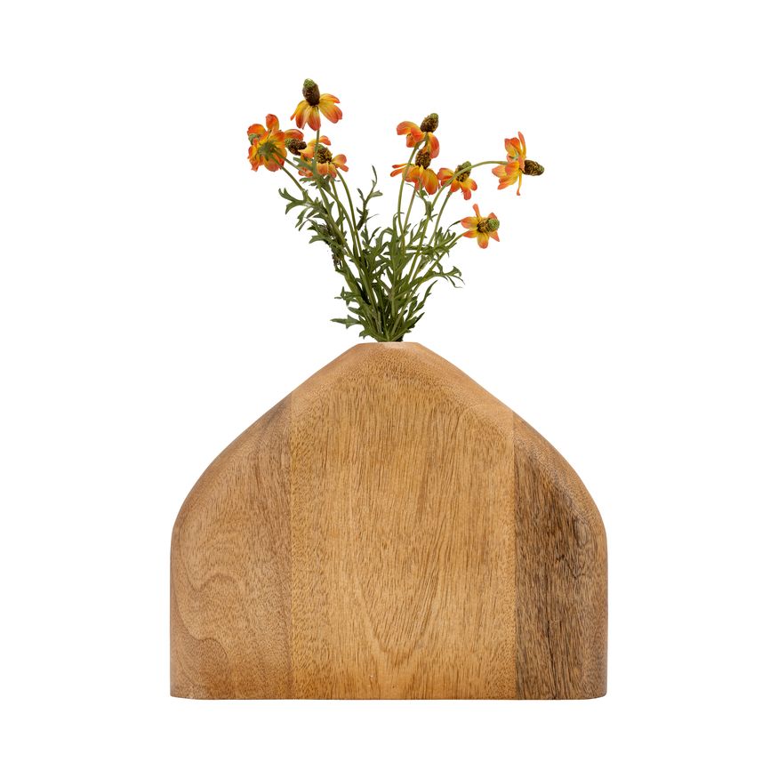 Sagebrook 9" Wood Tapered Vase - Brown