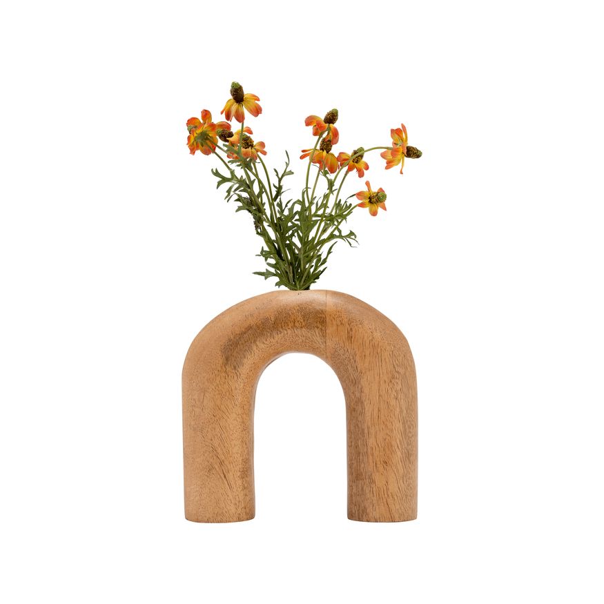 Sagebrook 6" Wood Horseshoe Vase - Brown