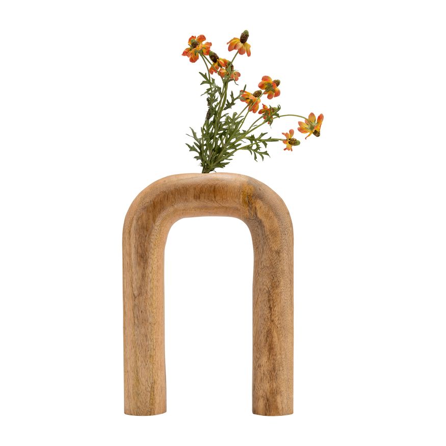 Sagebrook 11" Wood Horseshoe Vase - Brown