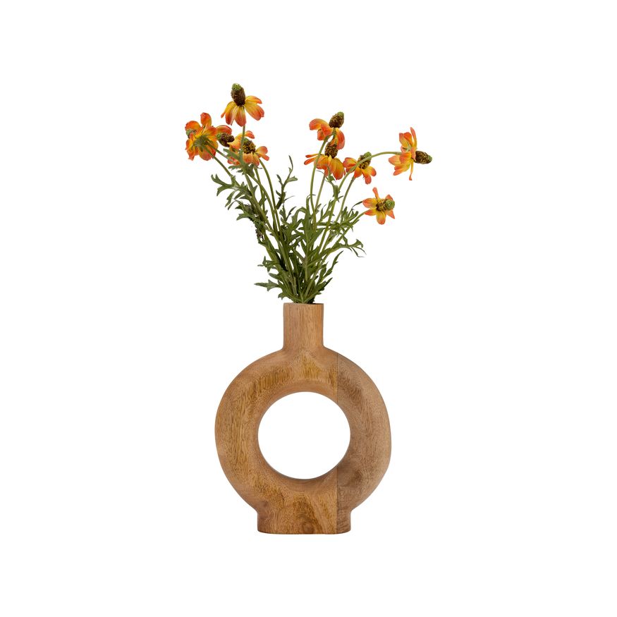 Sagebrook 10" Wood Donut Shaped Vase - Brown