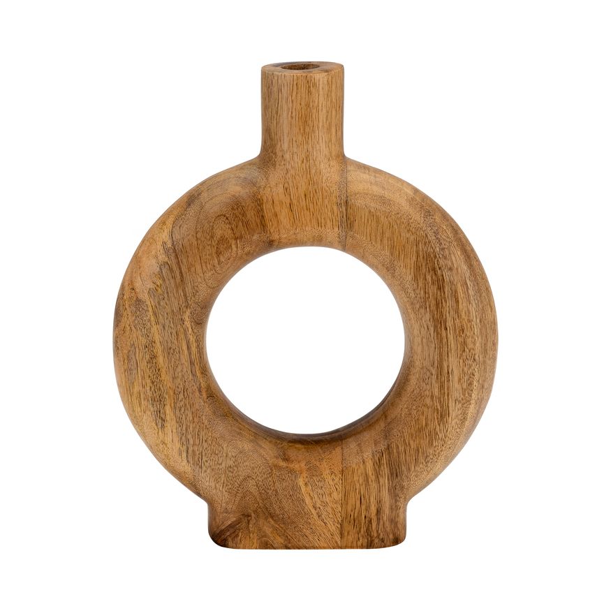 Sagebrook 12" Wood Donut Shaped Vase - Brown