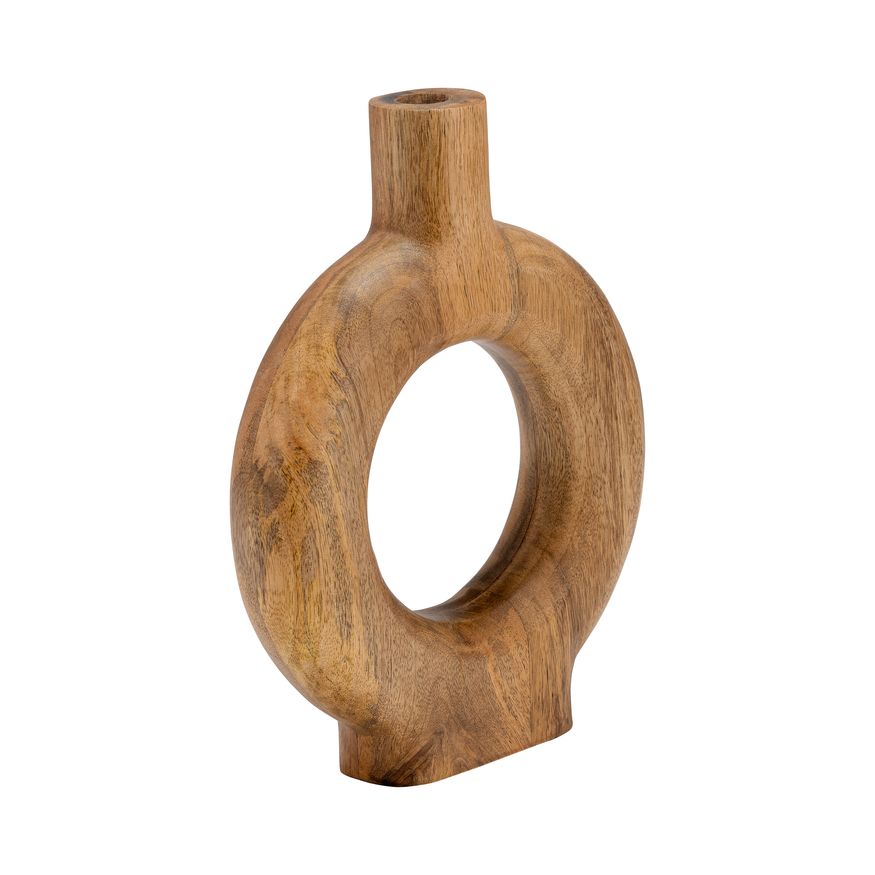 Sagebrook 12" Wood Donut Shaped Vase - Brown