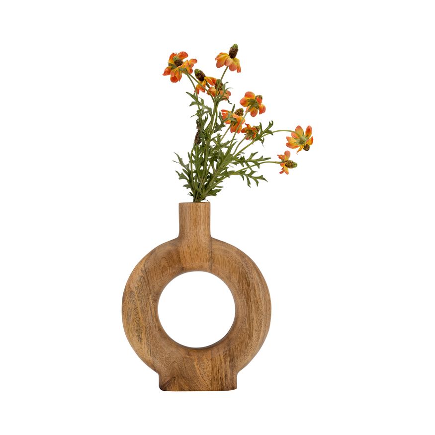 Sagebrook 12" Wood Donut Shaped Vase - Brown