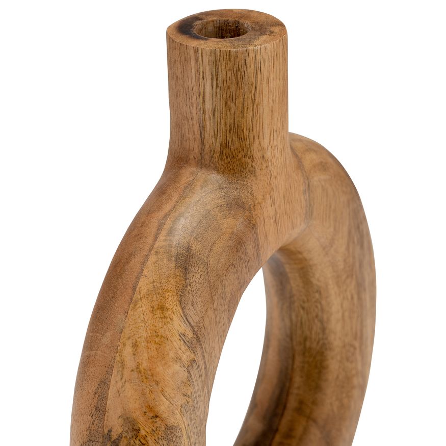 Sagebrook 12" Wood Donut Shaped Vase - Brown