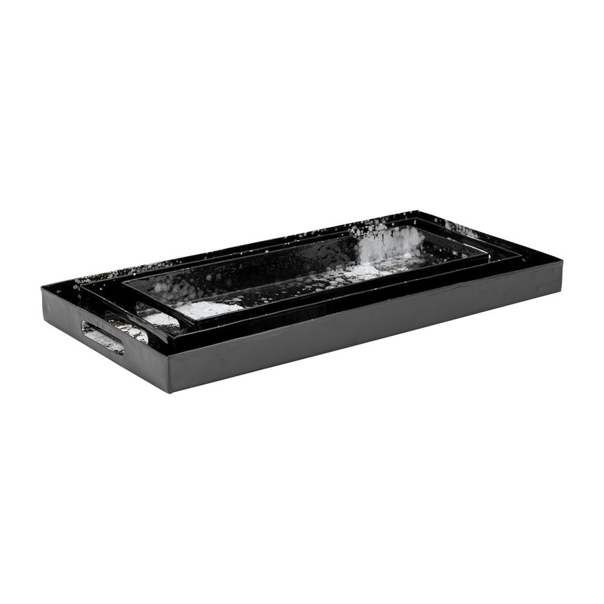 Sagebrook - 18"/22"/25" Metal Rectangular Trays (Set Of 3) in Black/White