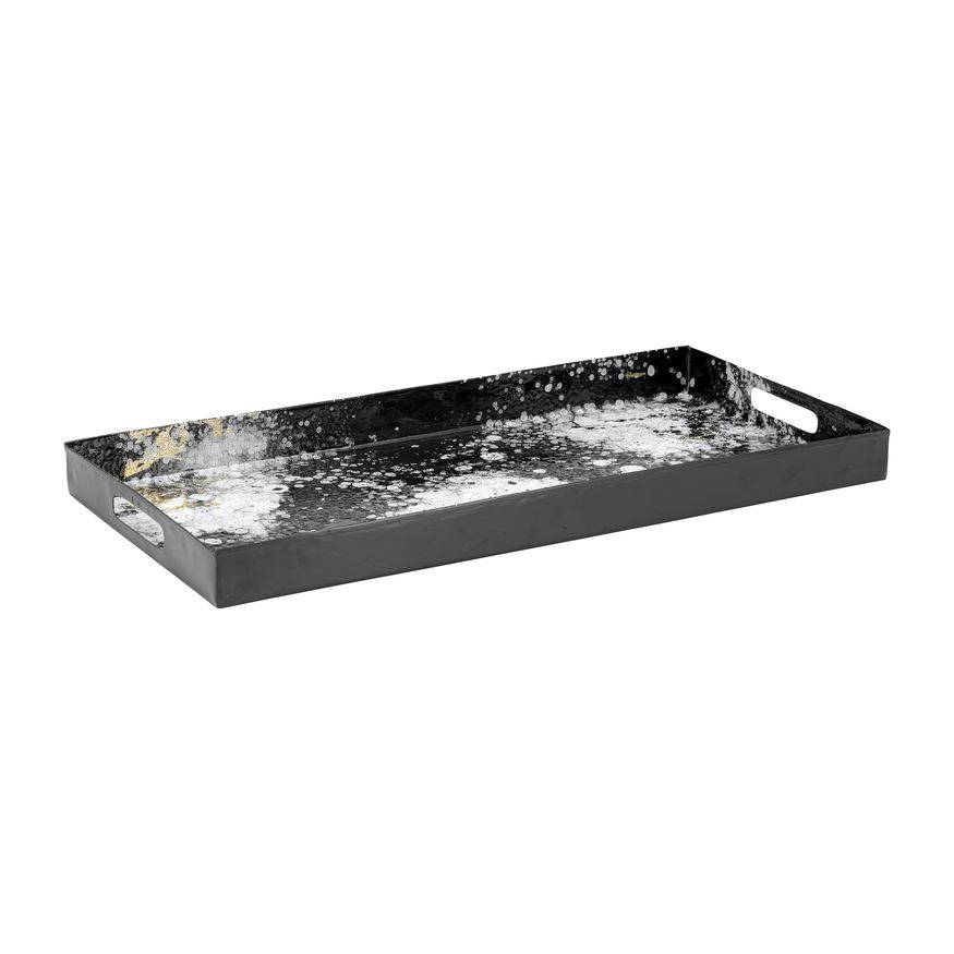 Sagebrook - 18"/22"/25" Metal Rectangular Trays (Set Of 3) in Black/White