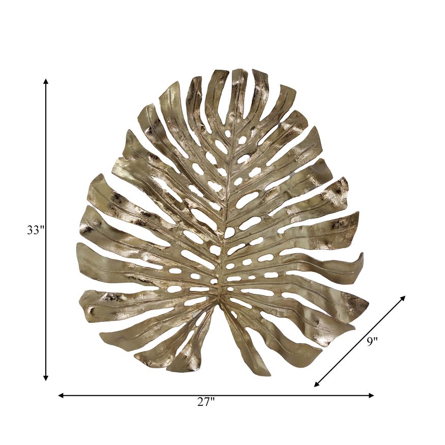 Sagebrook - Metal Leaf Wall Decor in Champagne