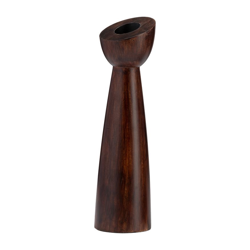 Sagebrook 13" Wood Slanted Candle Holder - Brown