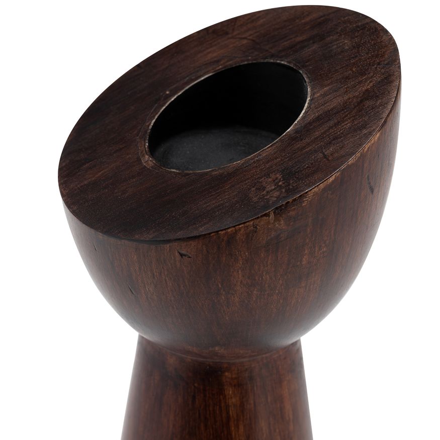 Sagebrook 13" Wood Slanted Candle Holder - Brown