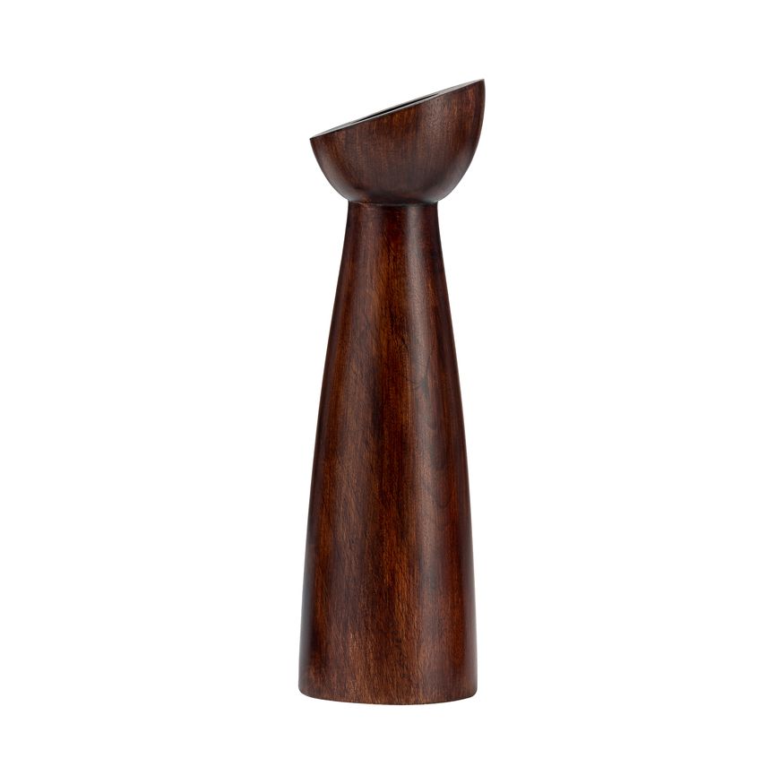 Sagebrook 11" Wood Slanted Candle Holder - Brown