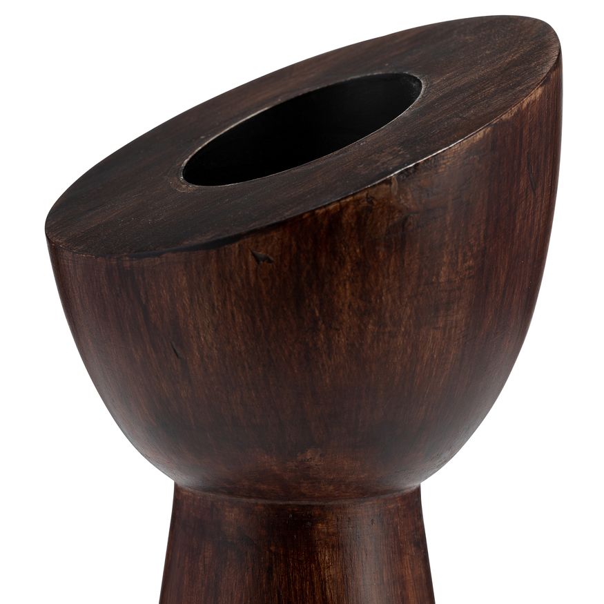 Sagebrook 11" Wood Slanted Candle Holder - Brown