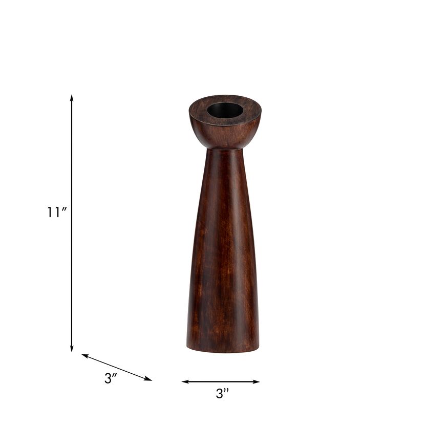 Sagebrook 11" Wood Slanted Candle Holder - Brown