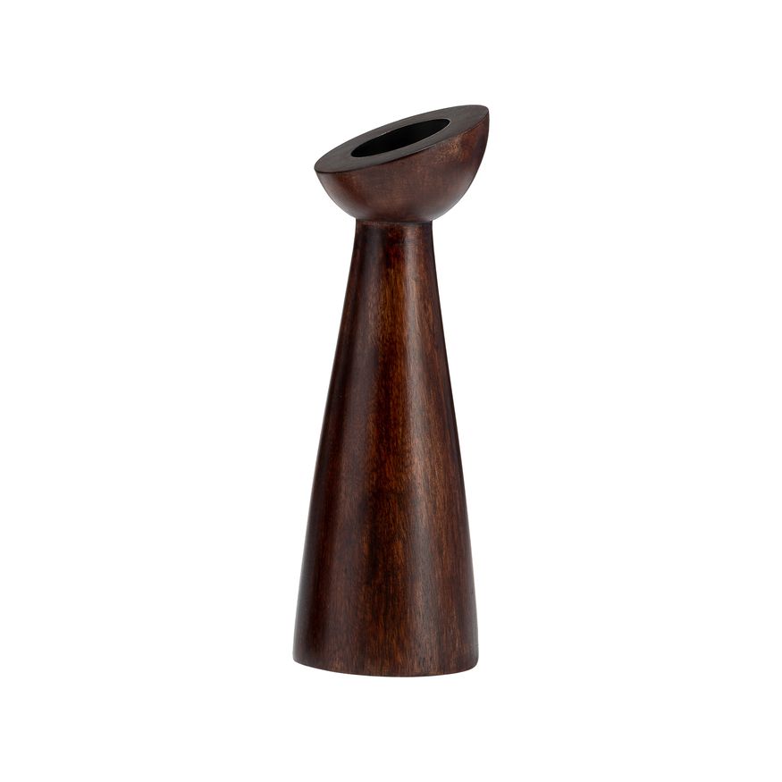 Sagebrook 9" Wood Slanted Candle Holder - Brown