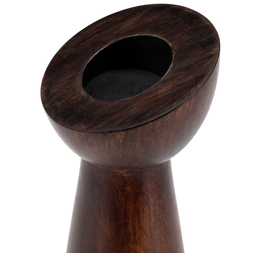 Sagebrook 9" Wood Slanted Candle Holder - Brown