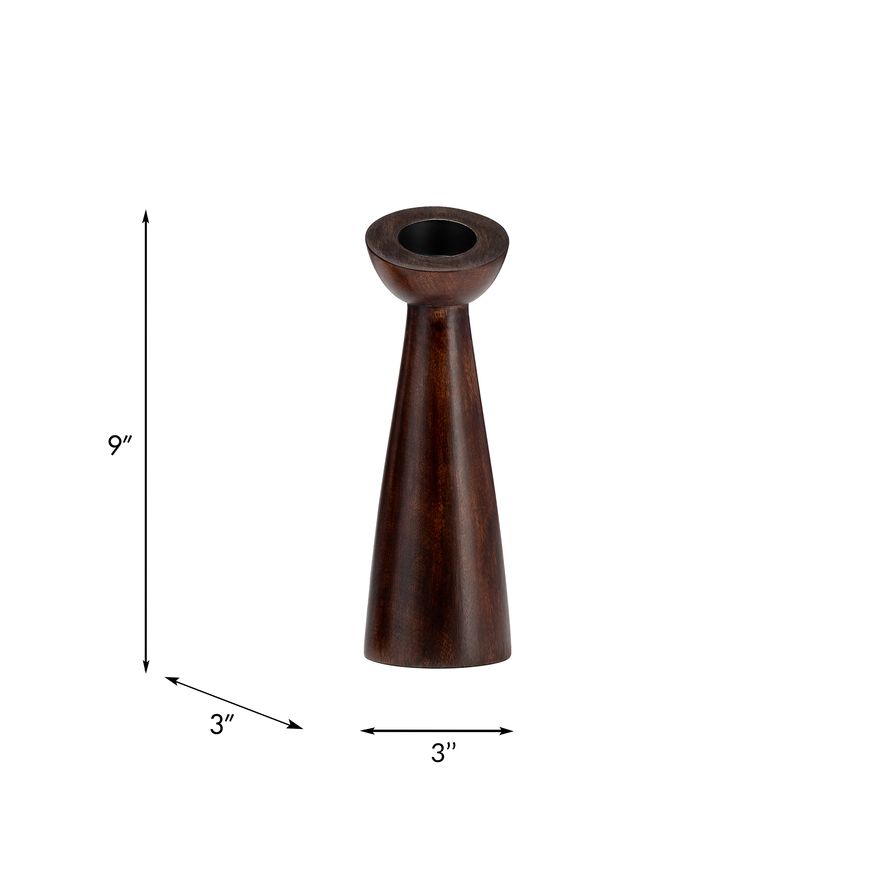 Sagebrook 9" Wood Slanted Candle Holder - Brown