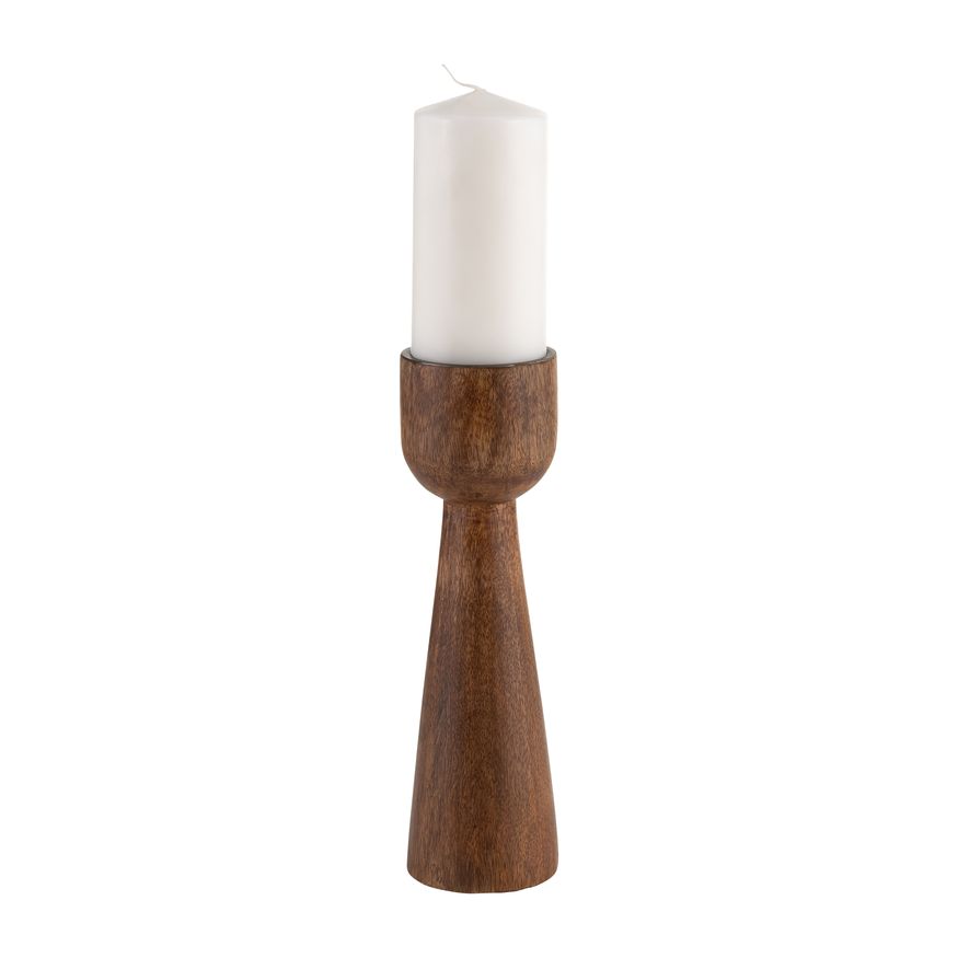 Sagebrook 15" Wood Candle Holder - Natural