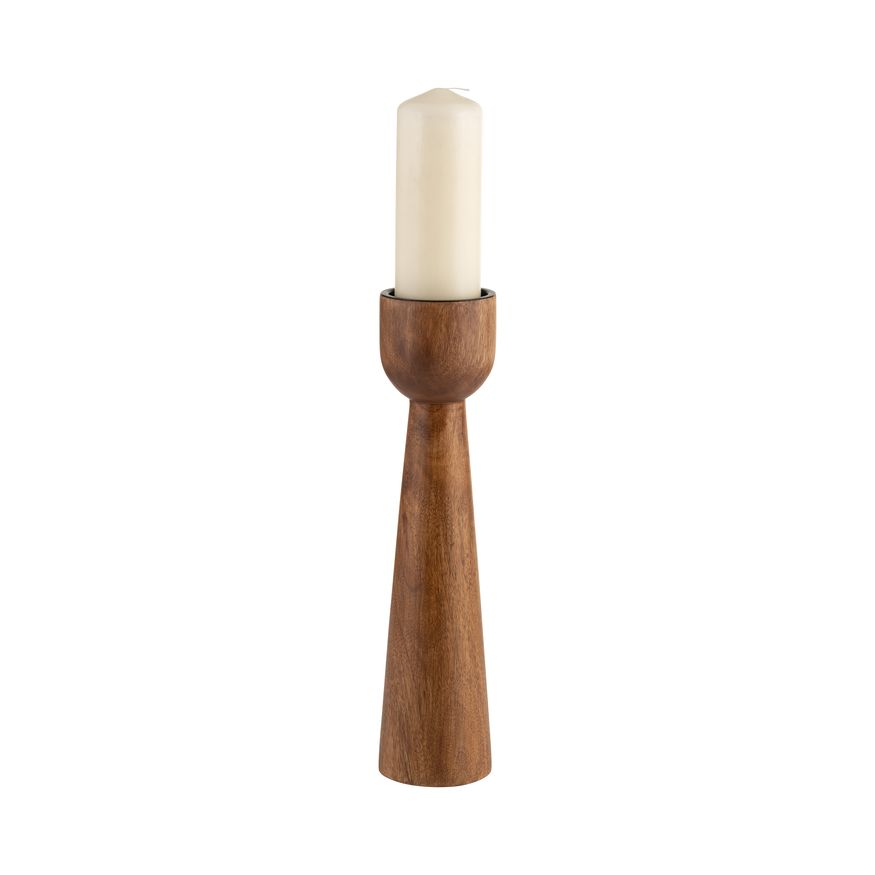 Sagebrook 12" Wood Candle Holder - Natural