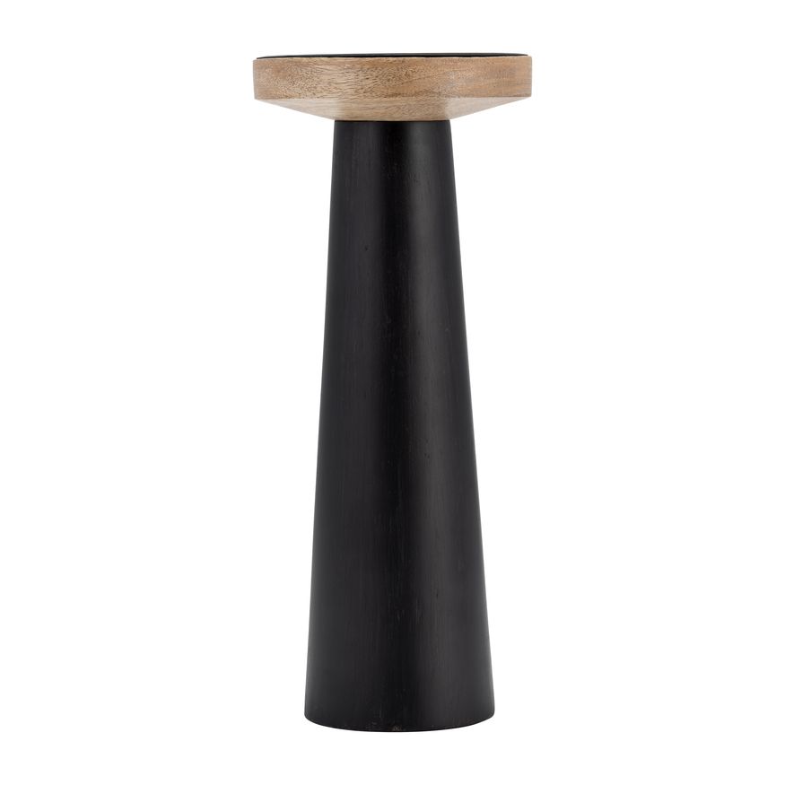 Sagebrook 12" Wood Flat Candle Holder Stand - Black/Natural