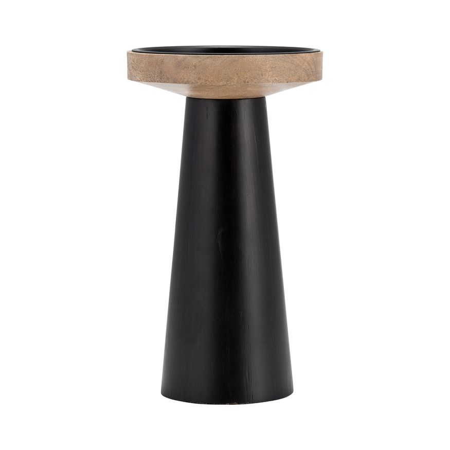 Sagebrook 9" Wood Flat Candle Holder Stand - Black/Natural