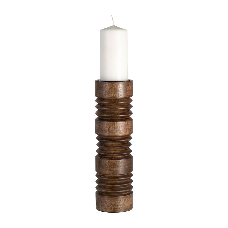 Sagebrook 14" Wood Accordion Candle Holder - Brown