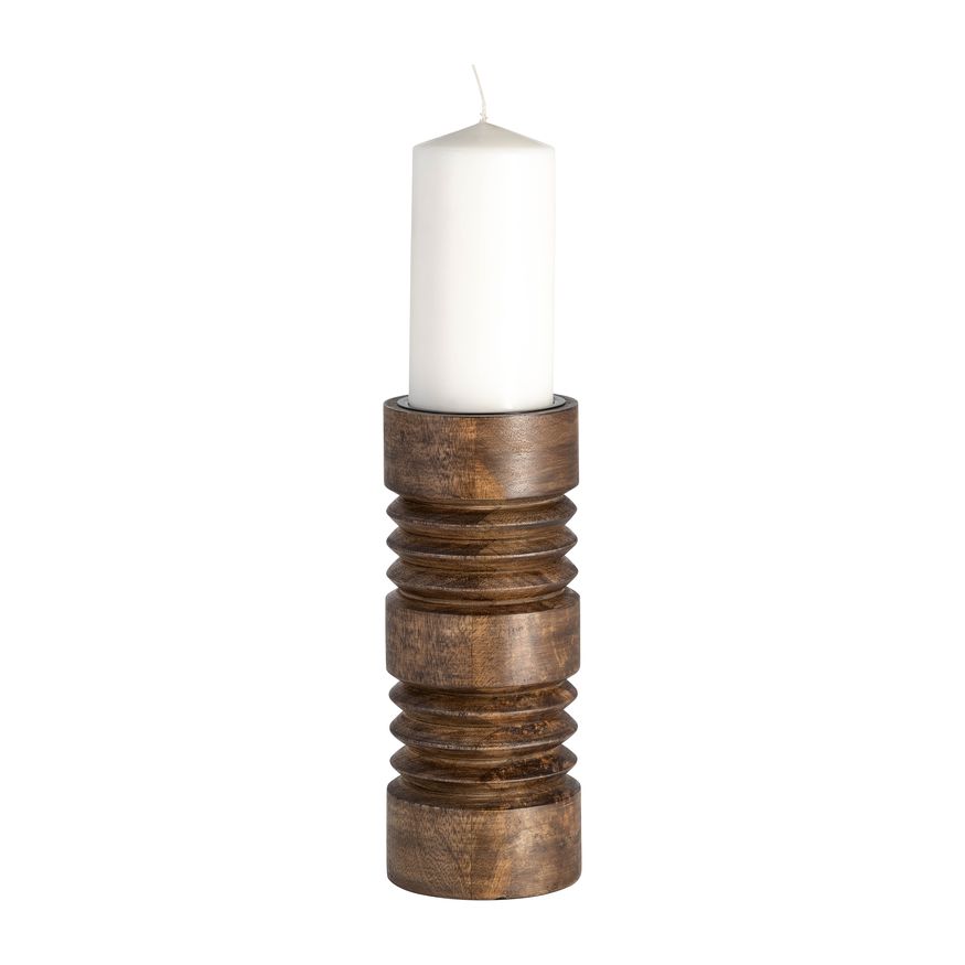 Sagebrook 10" Wood Accordion Candle Holder - Brown