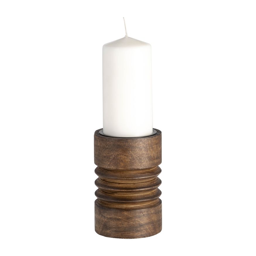 Sagebrook 6" Wood Accordion Candle Holder - Brown