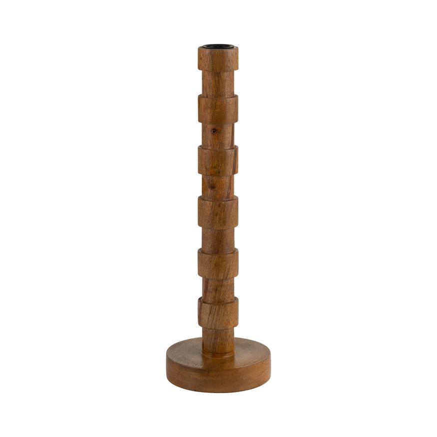 Sagebrook 13" Wood Textured Taper Candle Holder