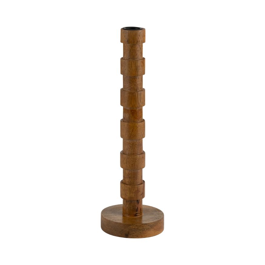 Sagebrook 13" Wood Textured Taper Candle Holder - Brown