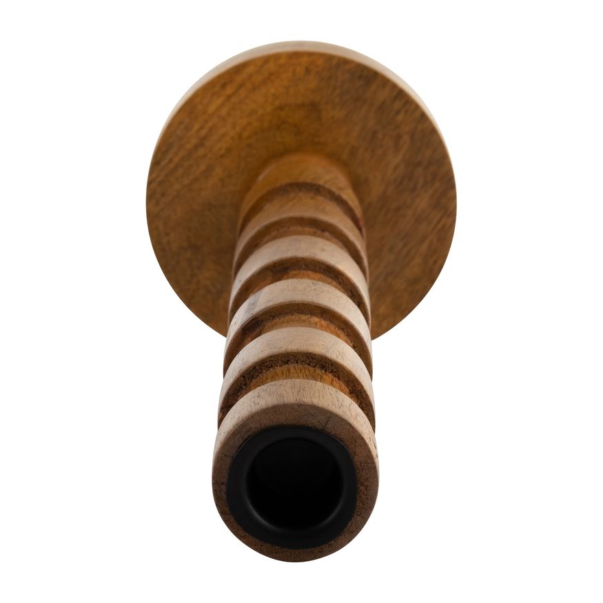 Sagebrook 13" Wood Textured Taper Candle Holder - Brown