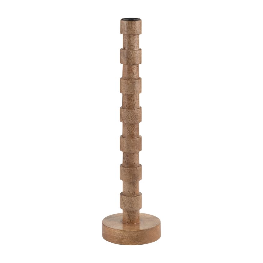 Sagebrook - 14" Wood 2-Tone Textured Candle Holder