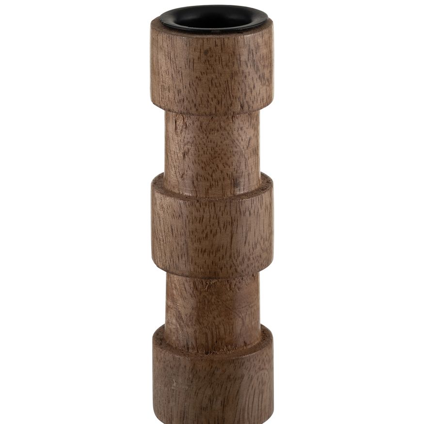 Sagebrook 15" Wood Textured Taper Candle Holder - Brown