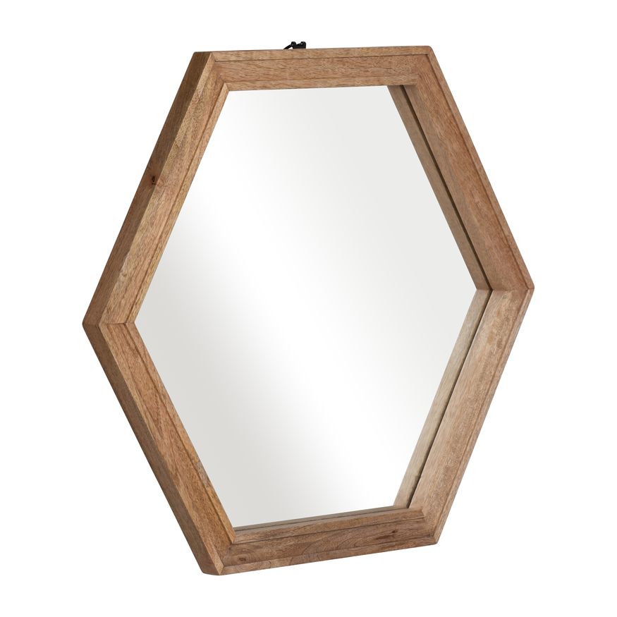 Sagebrook Wood Hexagonal Mirror - Natural