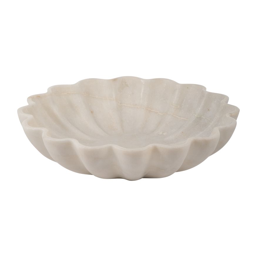 Sagebrook - 12" Marble Shell Shaped Bowl in White