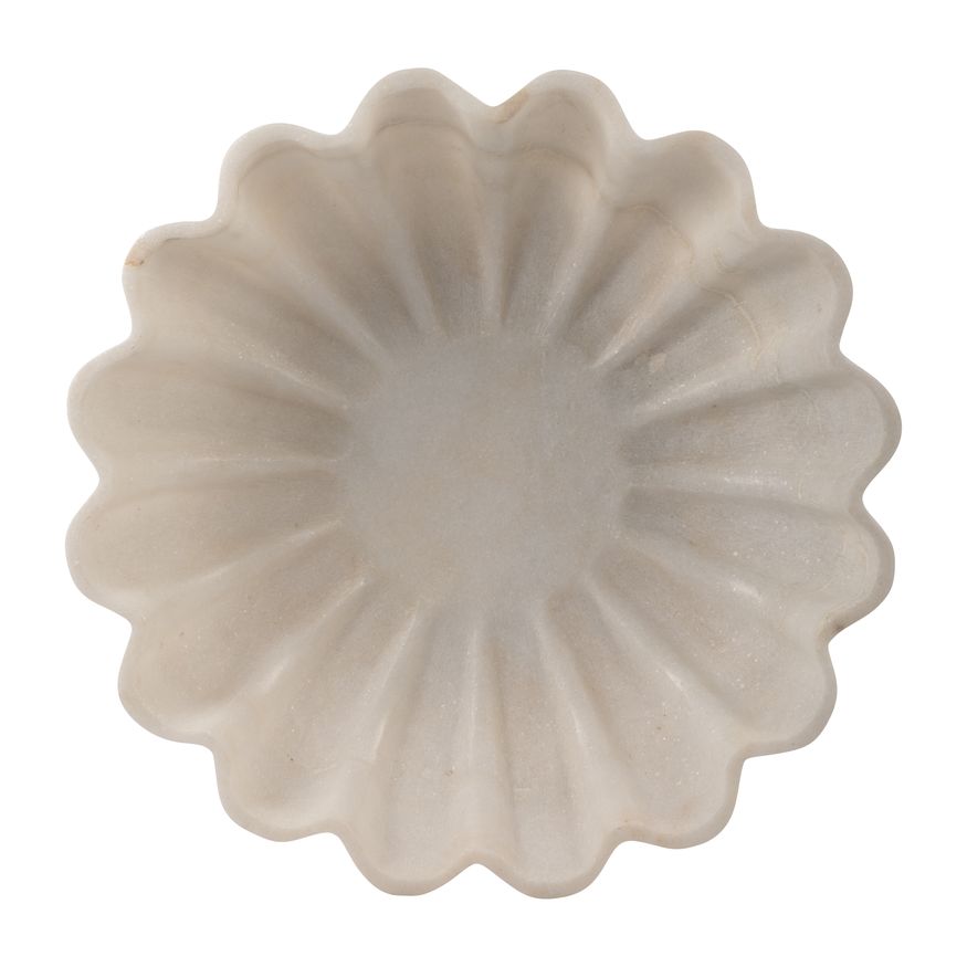 Sagebrook - 12" Marble Shell Shaped Bowl in White