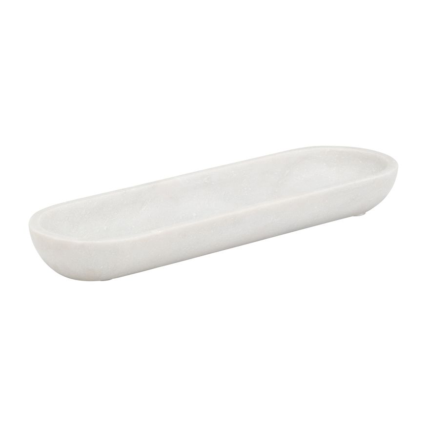 Sagebrook 18" Marble Oval Tray - White