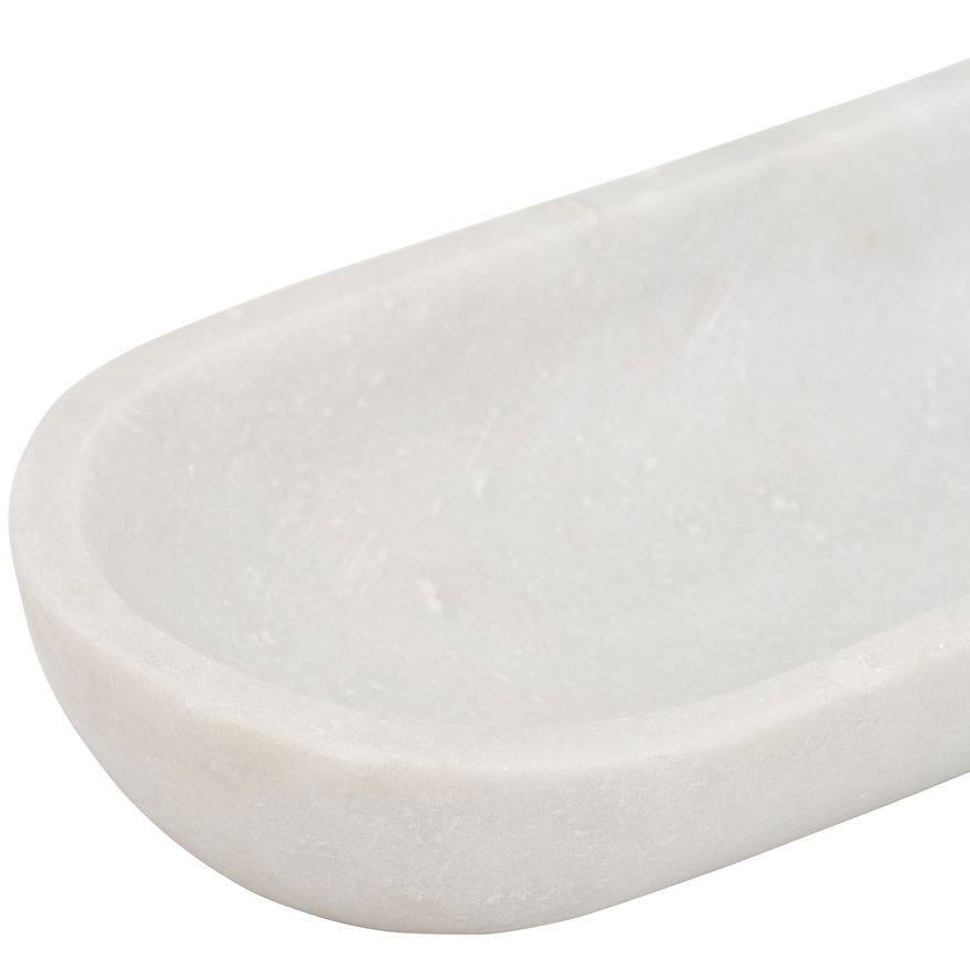 Sagebrook 18" Marble Oval Tray - White