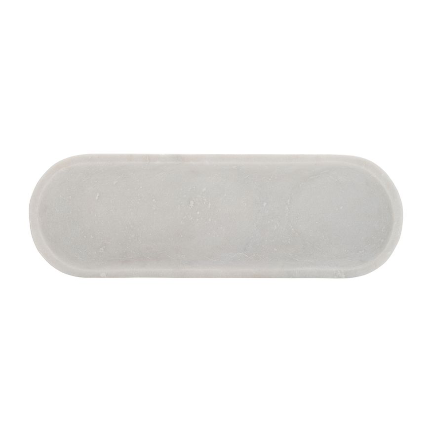 Sagebrook 18" Marble Oval Tray - White