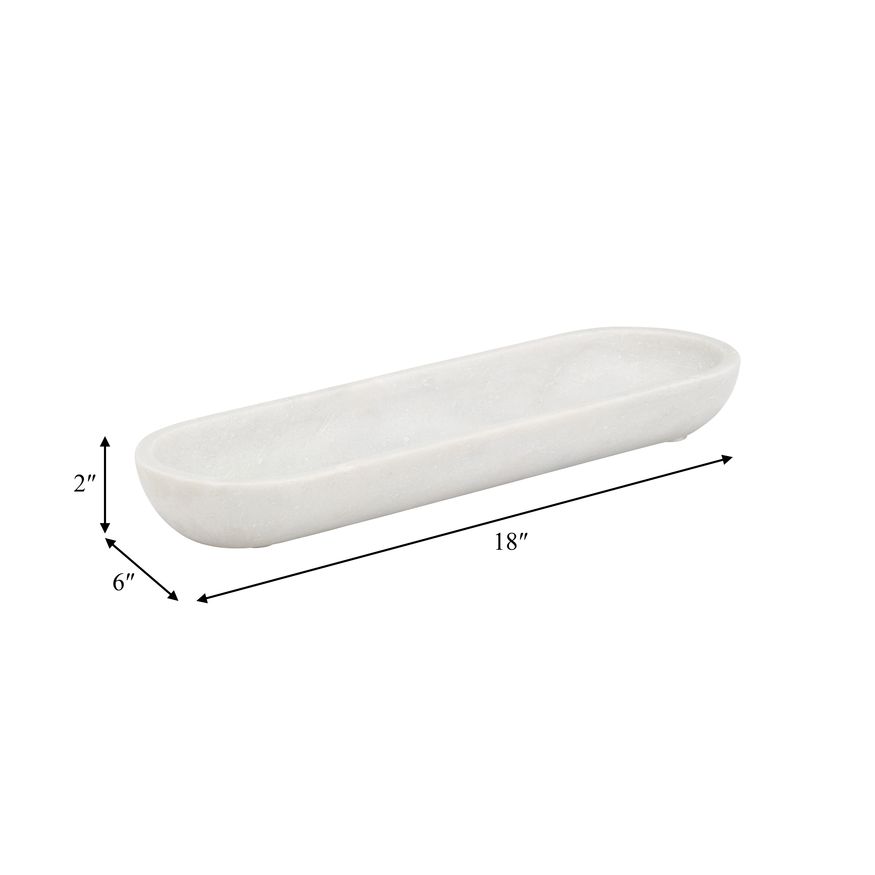 Sagebrook 18" Marble Oval Tray - White