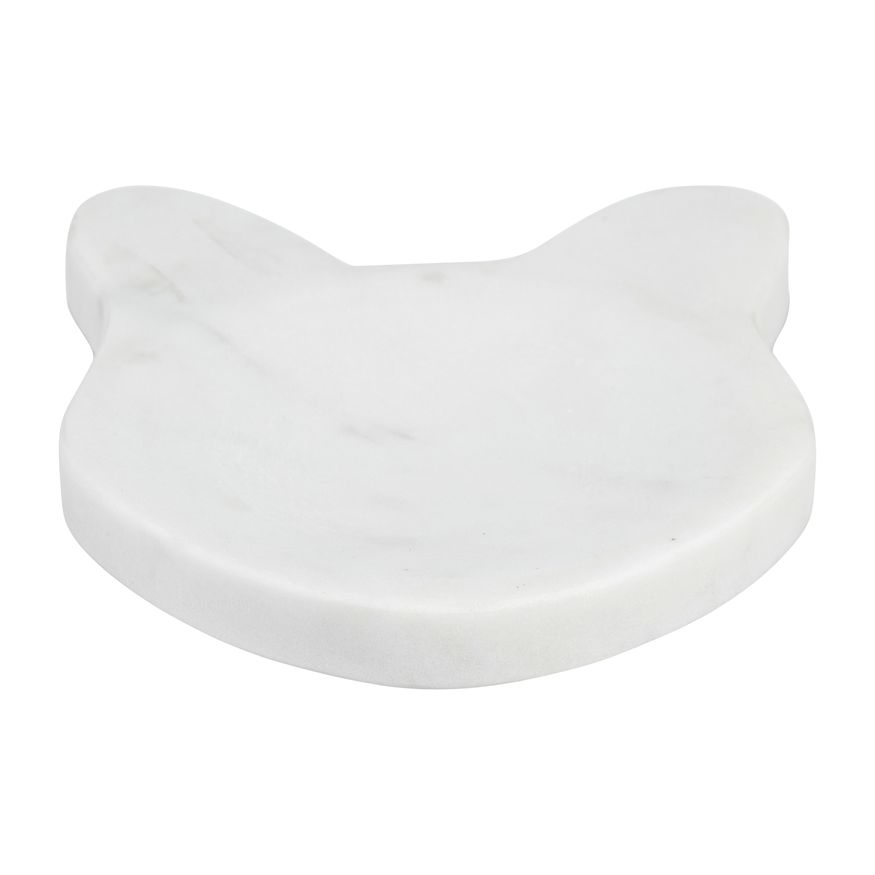 Sagebrook 5" Marble Cat Tray - White