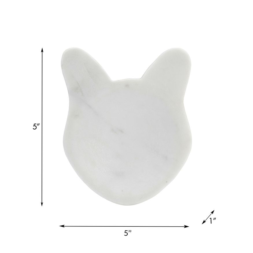 Sagebrook 5" Marble Cat Tray - White