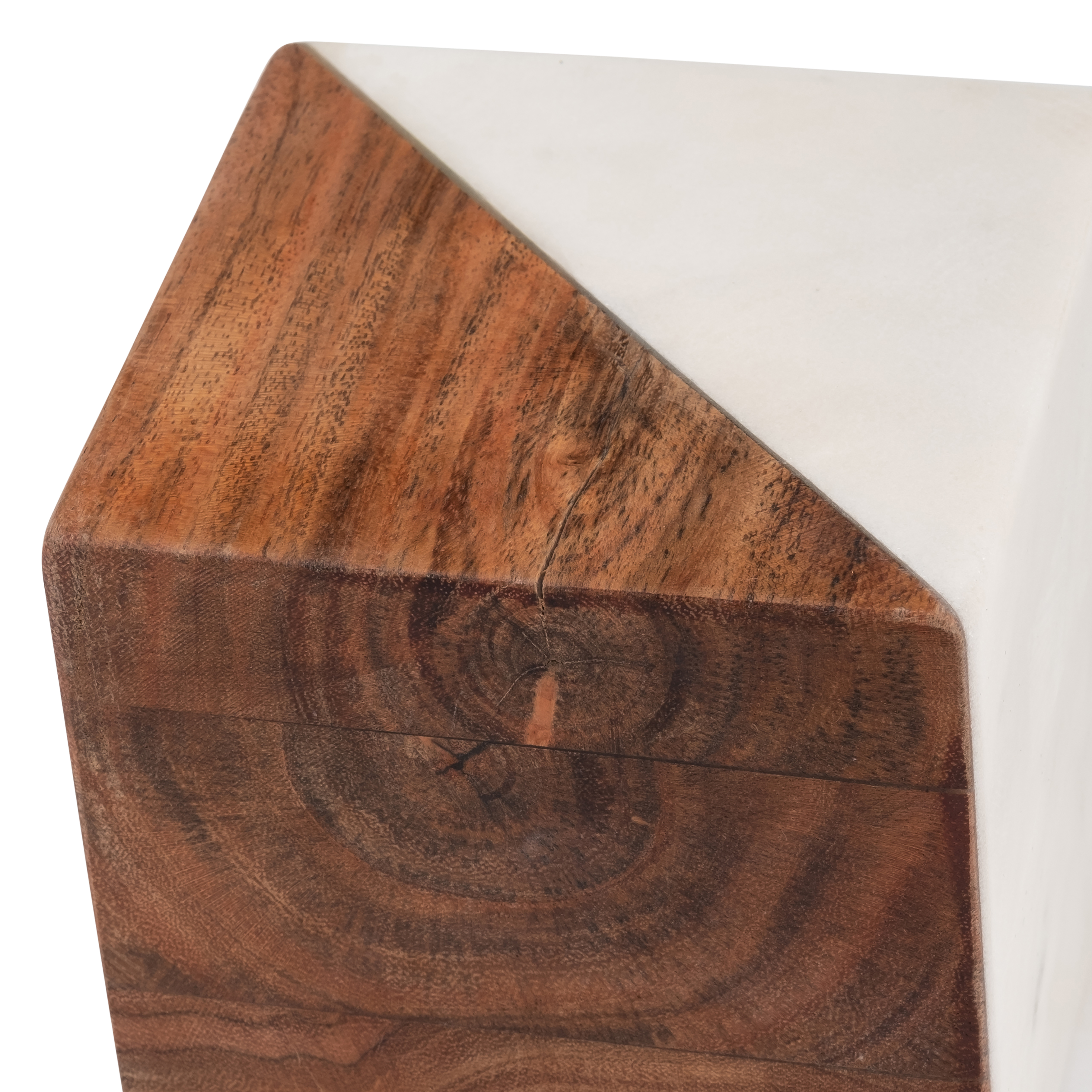 Sagebrook - 4" Marble/Wood Square Orb in Brown/White