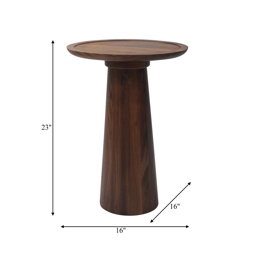 Sagebrook - Wood Pillar Shaped Side Table in Brown