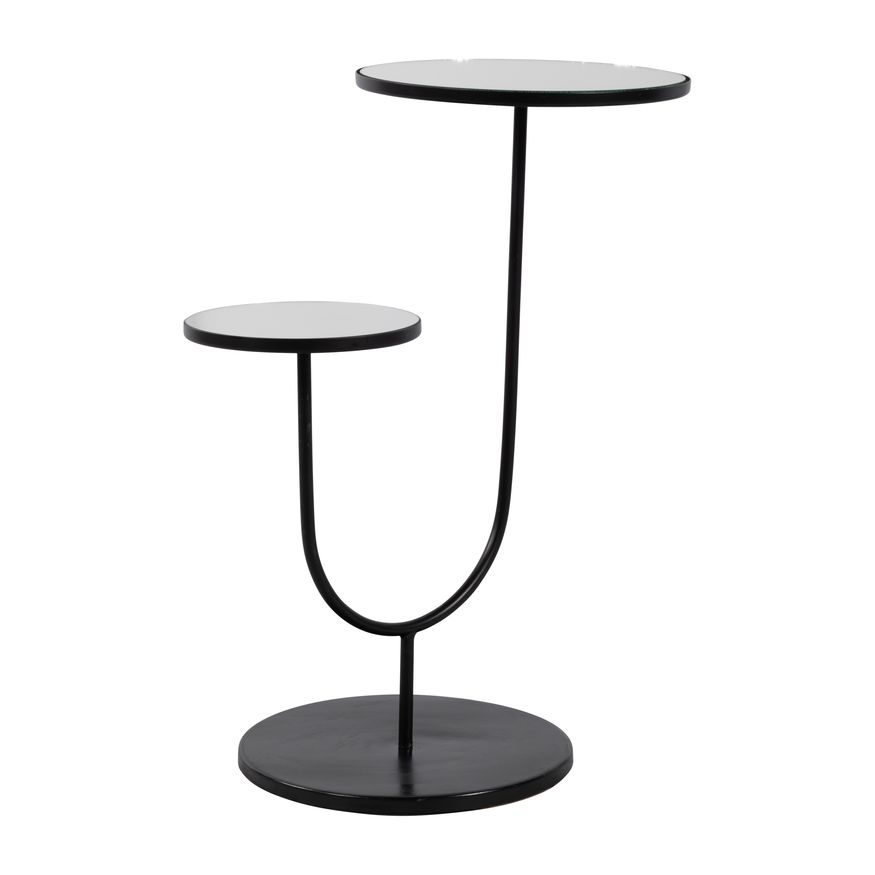 Sagebrook - Metal 2-Tiered Side Table With Mirror Top in White/Black