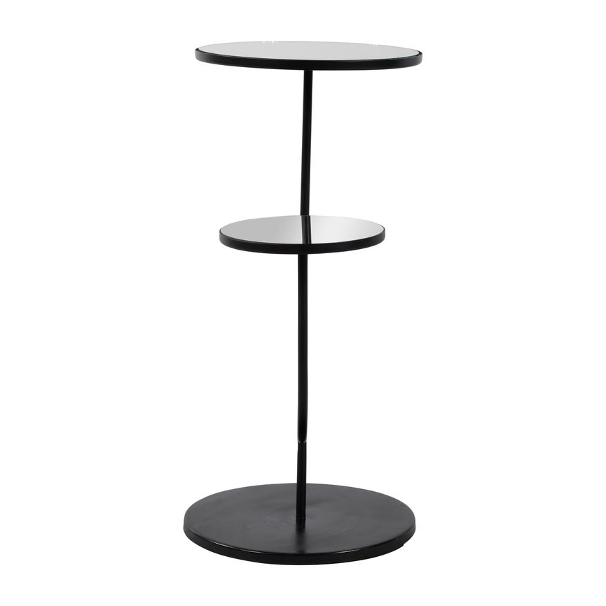 Sagebrook - Metal 2-Tiered Side Table With Mirror Top in White/Black